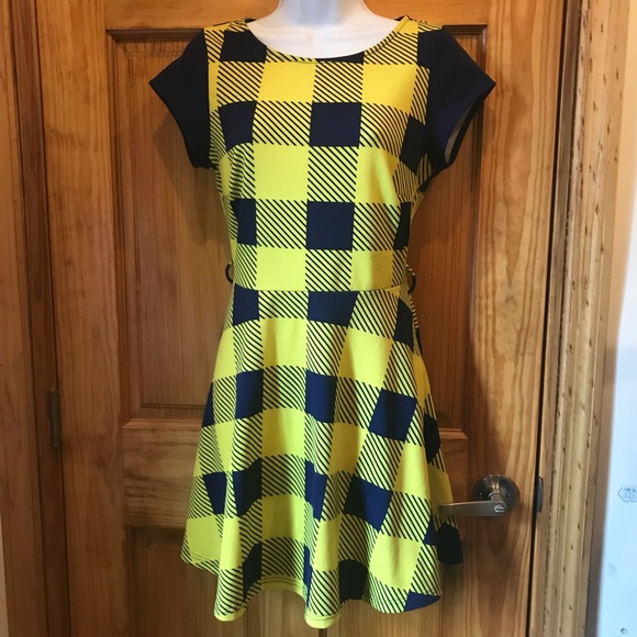 Yellow and Blue Plaid Dress - Picture 1 of 7